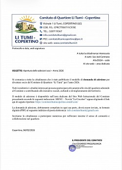 Circolare 137 - Apertura delle adesioni Soci - Anno 2026
