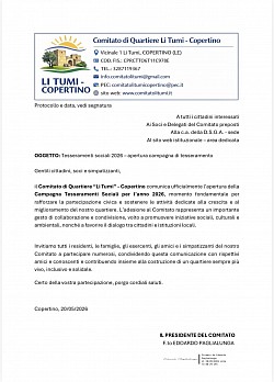 Circolare 146 - Tesseramenti Sociali 2026 - apertura campagna di tesseramento