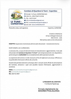 Circolare 147 - Sospensione del sito web istituzionale - manutenzione tecnica