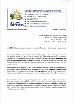 Circolare 148 - Pulizia e manutenzione dei terreni privati ai fini della previsione incendi – stagione estiva